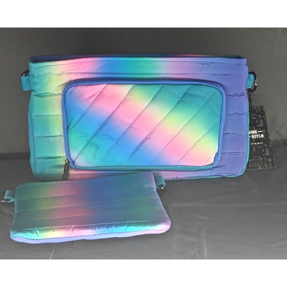 NWT Think Royln Blue Lagoon Ombre Quilted Bag Purse RV $158